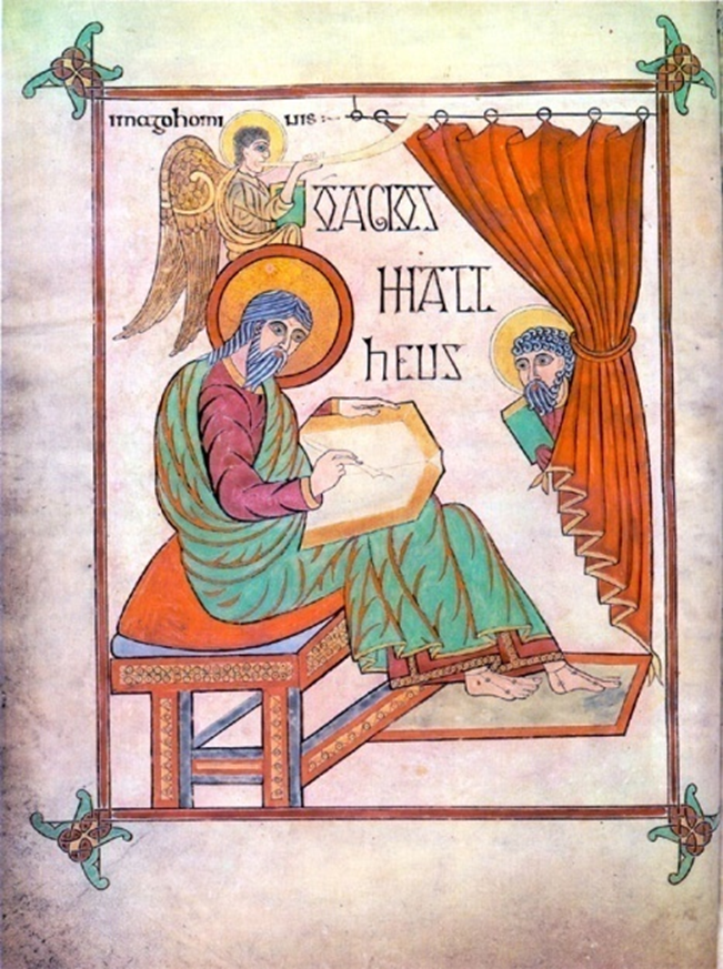 <p>St. Matthew, Lindisfarne Gospel Book, Lindisfarne, England, ca.698-721; 11-8</p>