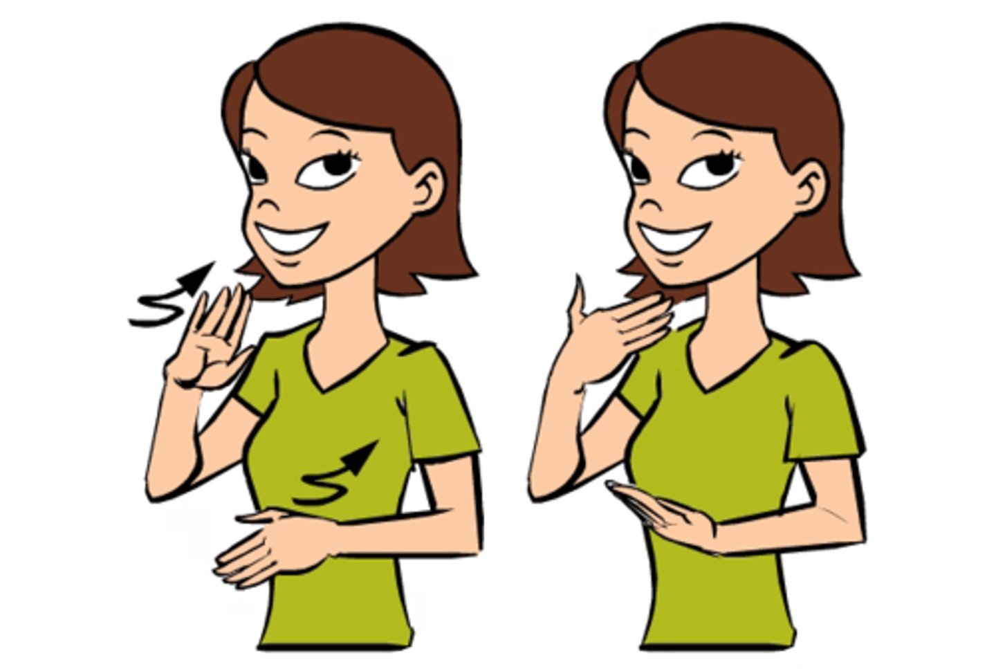 <p>Take your extended hand and brush it in little circles up your chest a couple of times.</p>