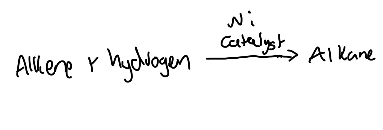 <p>C2H4 + H2 → C2H6</p>