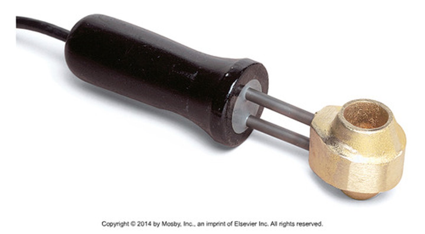 <p>To remove horn buds by killing the cells that produce horns or to cauterize blood vessels after the horn has been removed by other methods</p>