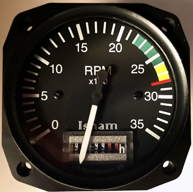 <ol><li><p><span style="background-color: transparent;">Indicates engine RPM (revolutions per minute).</span></p></li><li><p><span style="background-color: transparent;">Marked to show maximum permissible RPM.</span></p></li></ol><p>(Engine Instruments)</p><p></p>