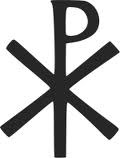 The symbol Constantine saw in a dream and had added to his soldiers' uniforms. It's the first two letters of Christ's name in Greek