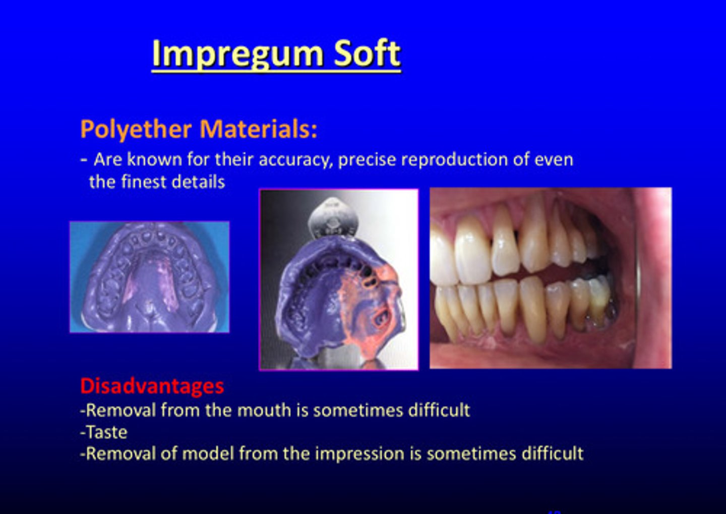 <p>1) removal from the mouth is sometimes difficult</p><p>2) taste</p><p>3) removal of model from the impression can be difficult</p>