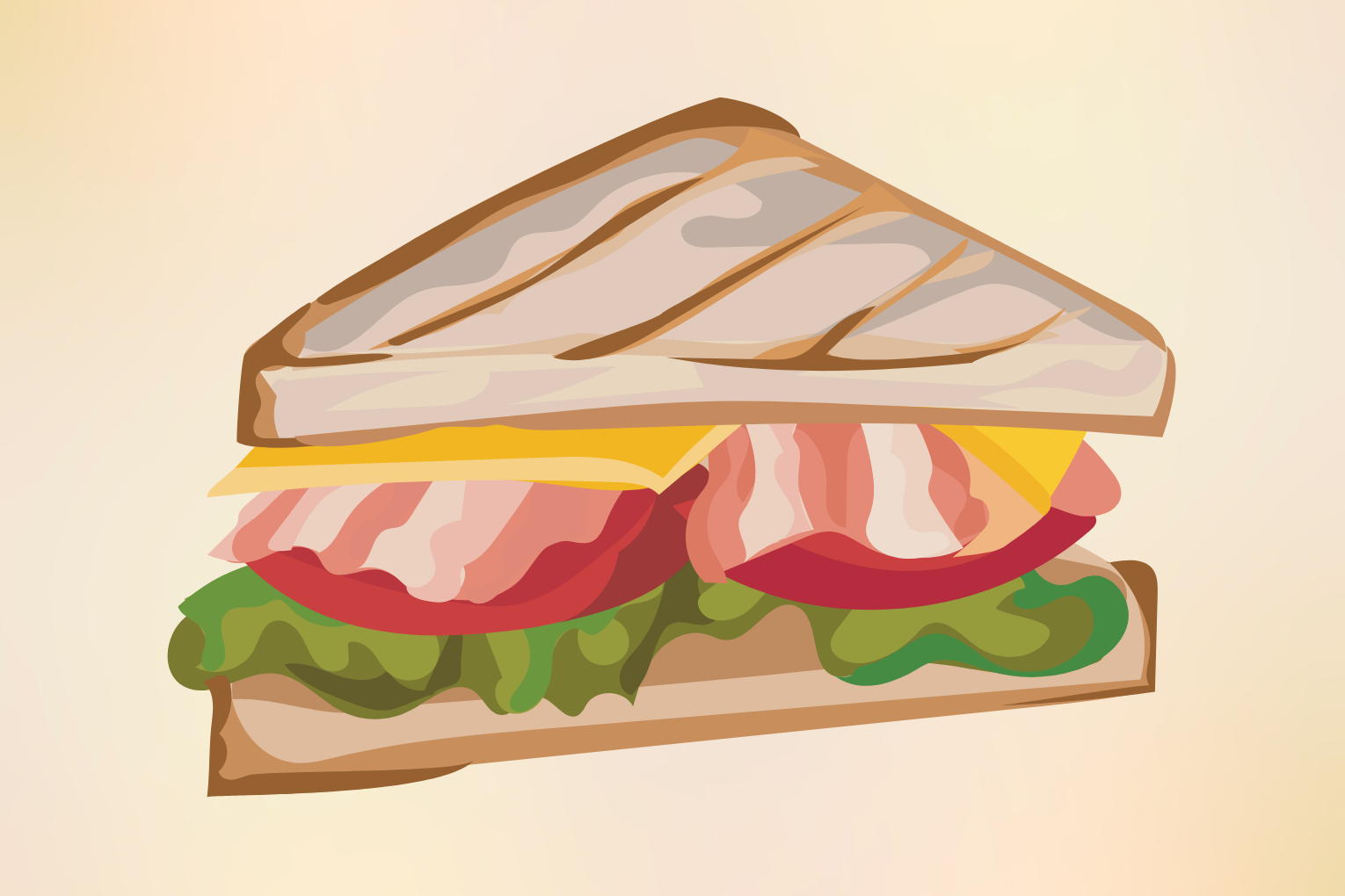 <p><span>Un sandwich garni de jambon et de fromage.</span></p>