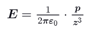 <p>z is the distance between the dipole and the observer </p><p>(it says what is the intensity of the disturbance the dipole generate from a certain distance)</p>
