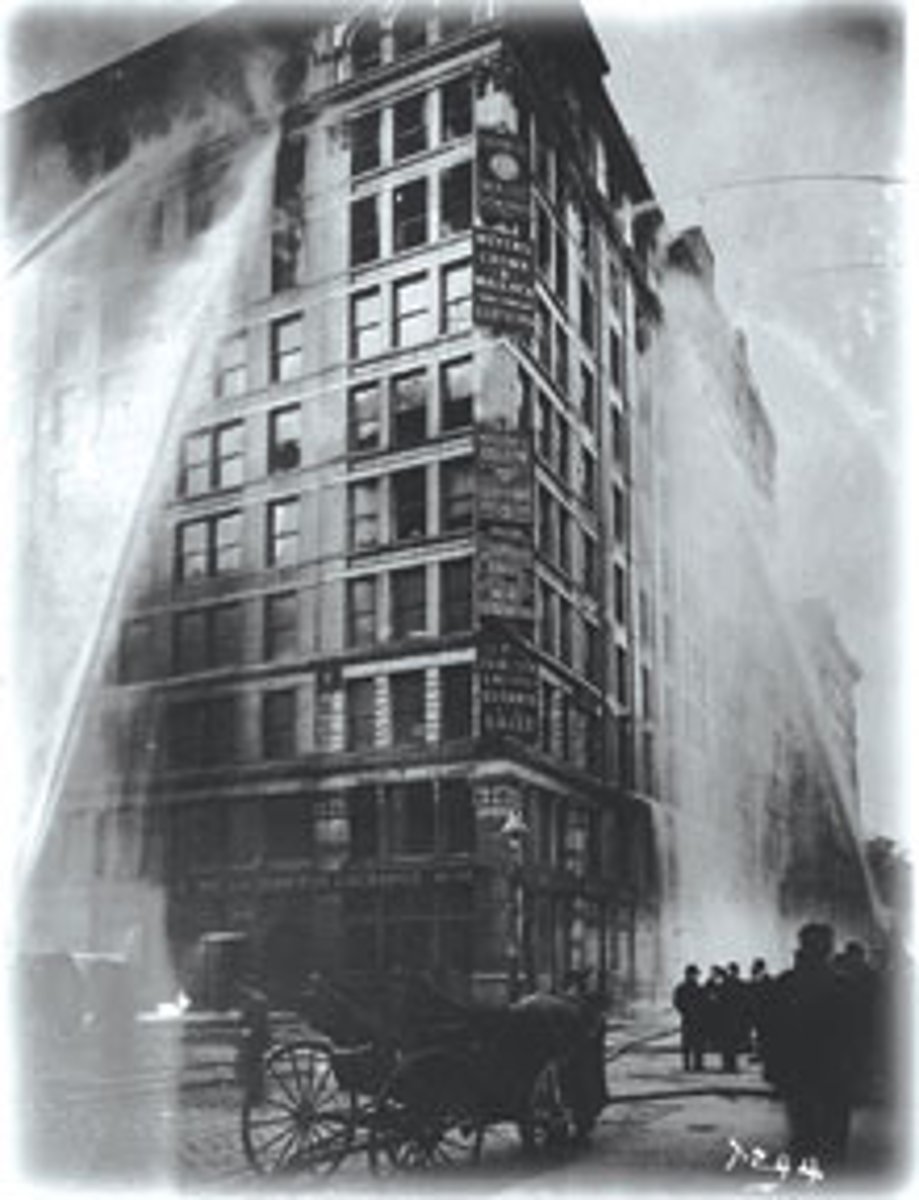 <p>On March 25, 1911, a ferocious blaze broke out in the Triangle Shirtwaist Company factory in New York City, resulting in 146 worker deaths. When it was later determined that the fatalities could have been avoided by adhering to proper fire codes—such as leaving the stairwell and exit doors unlocked—the incident sparked widespread outrage and inspired legislation to improve workplace safety.</p>