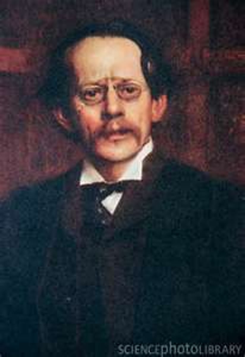 <p>-discovered that cathode rays were negatively charged by using charged metal plates and an electromagnetic field</p><p>-he calculated the ratio of mass to charge of an electron e/m= 1.76x10^11 c/kg</p>