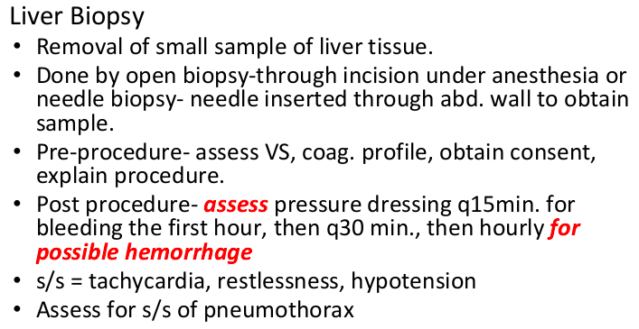 <ul><li><p>lay 2 hours post-op on right side to keep pressure on liver (think coagulation factors, prevent hemorrhaging)</p></li></ul><p></p>