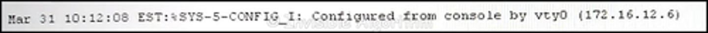 <p>Refer to the exhibit. What two pieces of information can be gathered from the generated message? (Choose two.)</p><p>a) This message is a level five notification message.</p><p>b) This message indicates that service timestamps have been globally enabled.</p><p>c) This message indicates that enhanced security was configured on the vty ports.</p><p>d) This message appeared because a major error occurred that requires immediate action.</p><p>e) This message appeared because a minor error occurred that requires further investigation.</p>