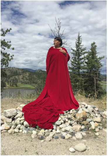 <p>Lori Blondeau - 2016</p><p>bringing attention to Indigenous sacred sites that were destroyed during the flooding of the Qu’Appelle river to create Lake Diefenbaker</p>