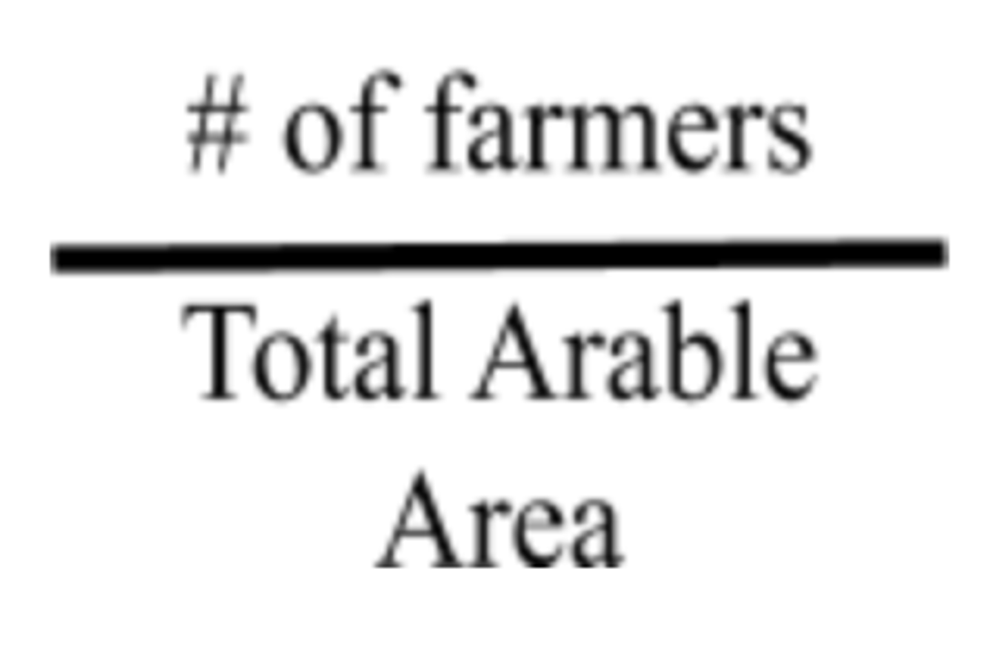 <p>The total number of farmers divided by total amount of arable land.</p>