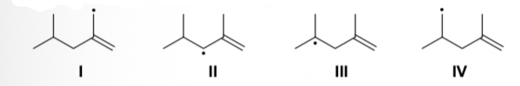 <p>Rank the following radicals in order of decreasing stability, from most stable > to least stable.</p>