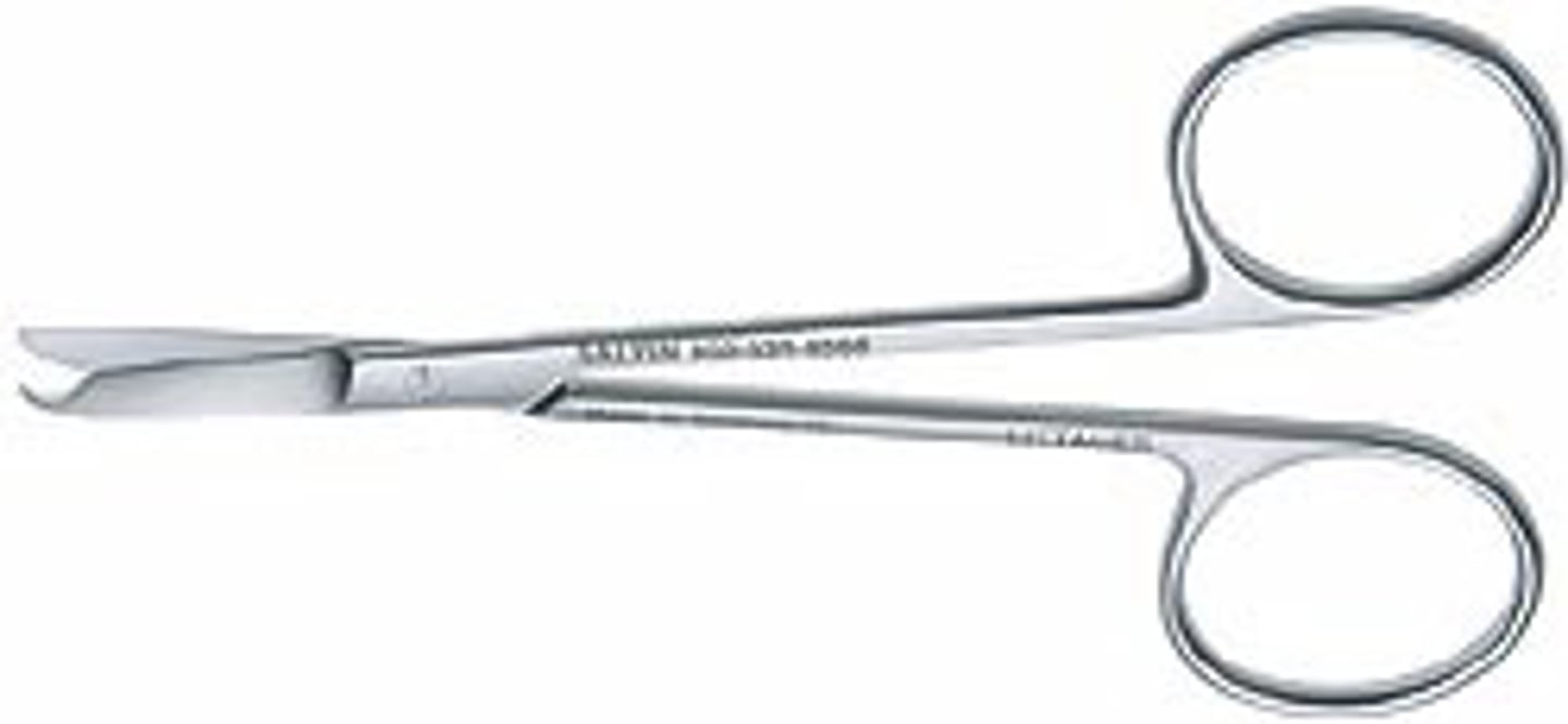 <p>Used to cut sutures during suture removal</p>