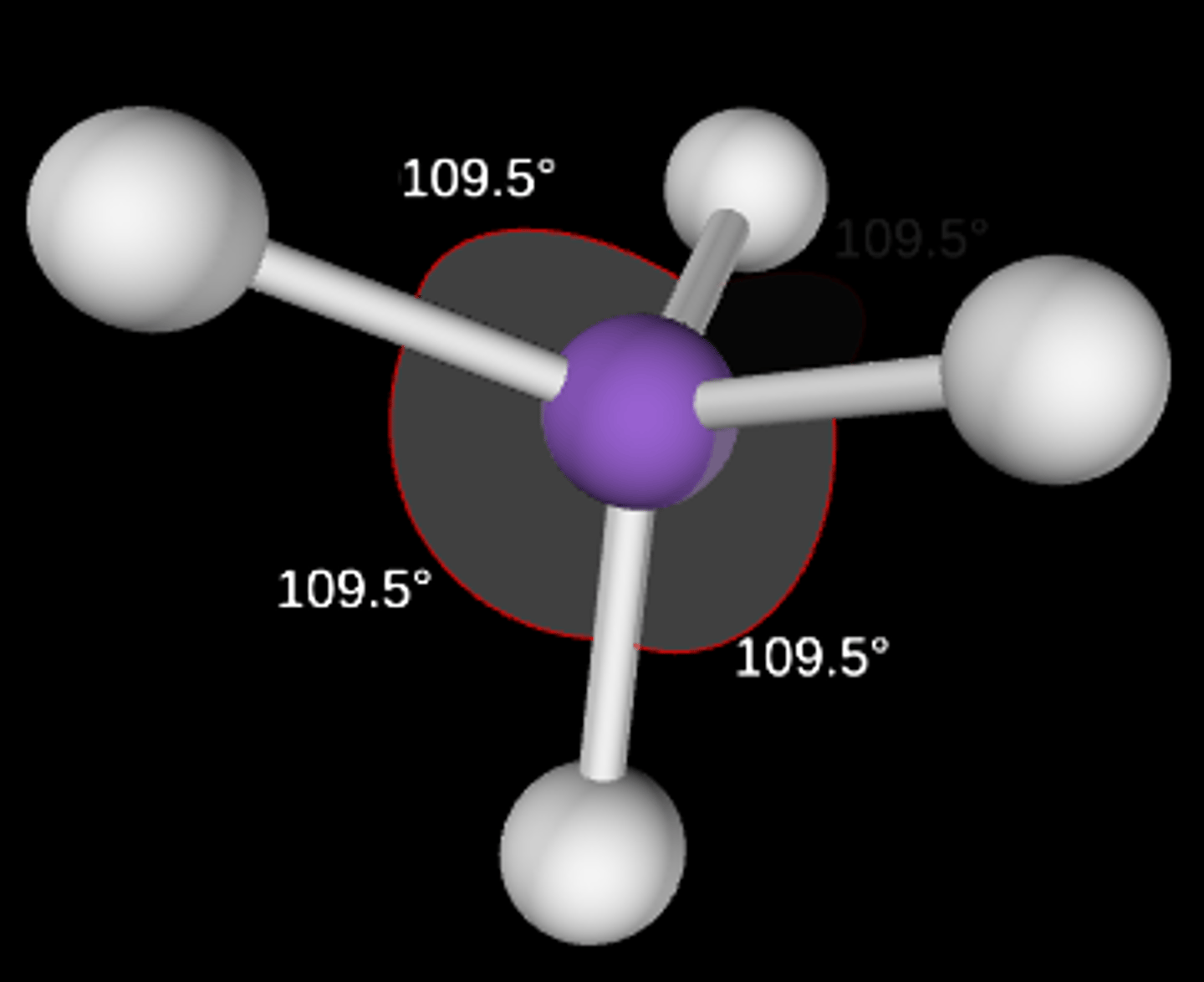 <p>Tetrahedral; 109.5°; sp3</p>