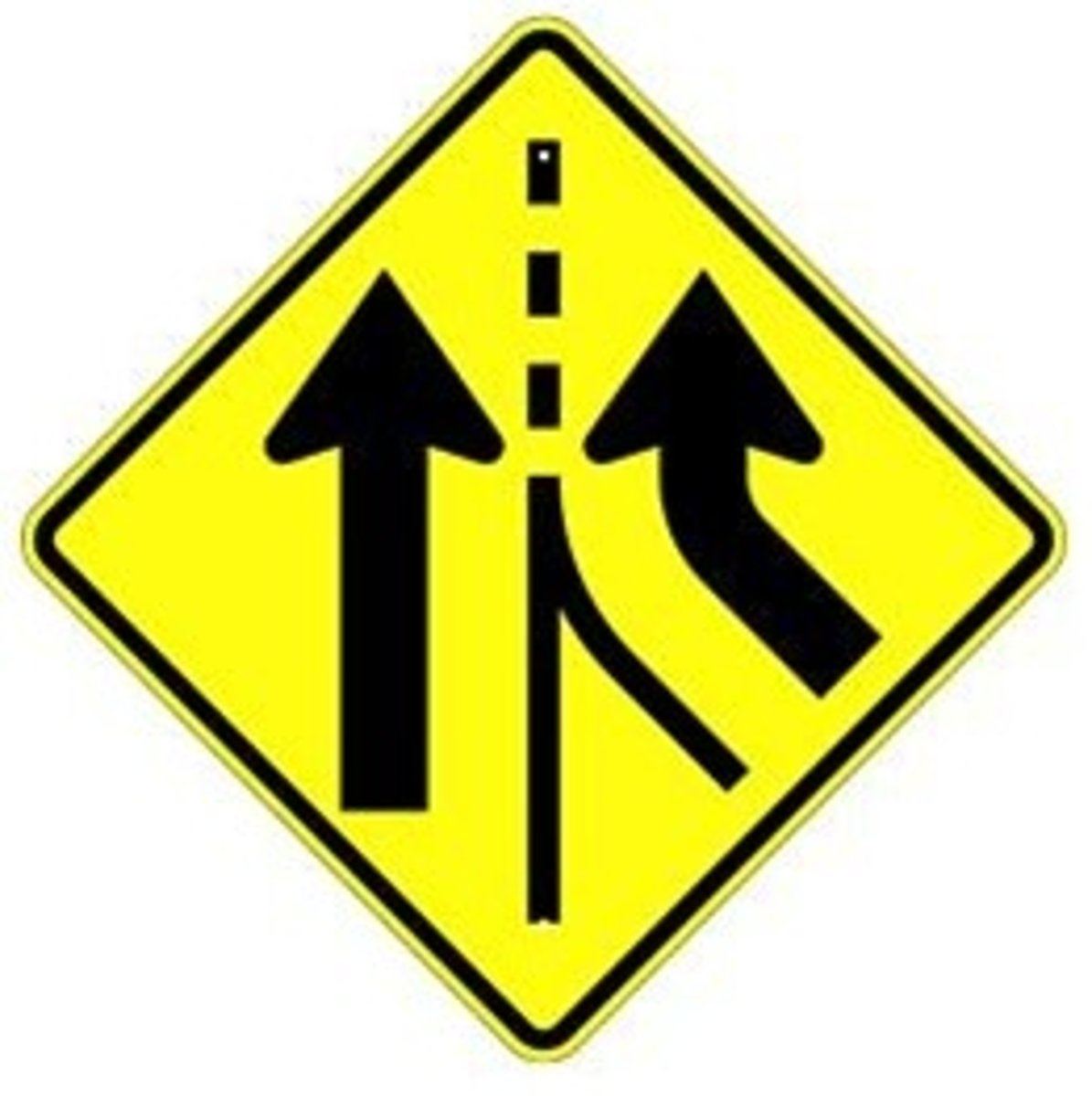 <p>Indicates that the roadway will have an added lane ahead.</p>