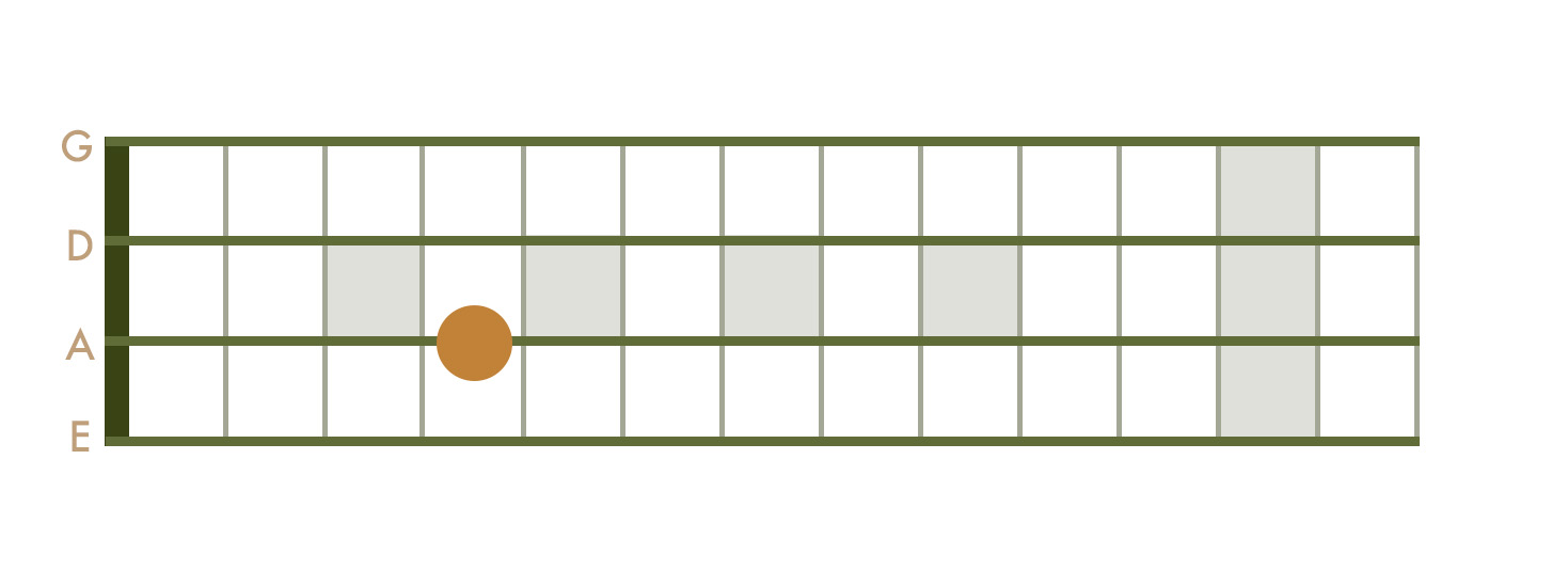 <p>4th Fret - A String</p>