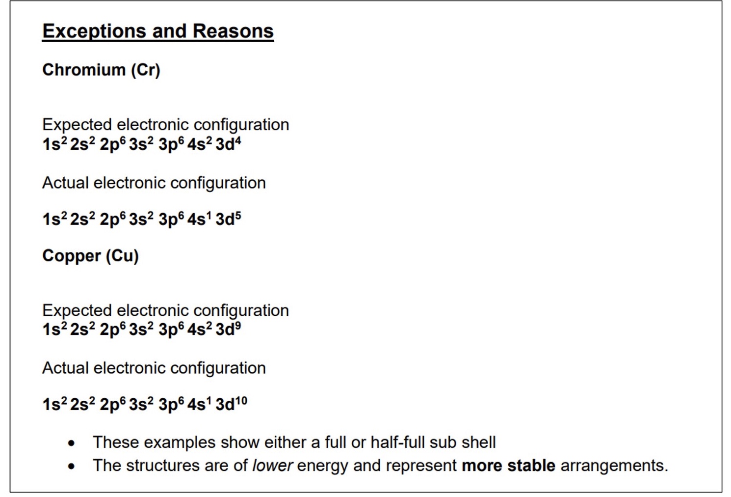 <ul><li><p>chromium (Cr)</p></li><li><p>copper (Cu)</p></li></ul>