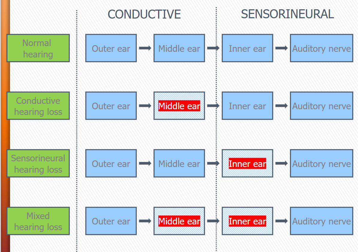 <p>Hearing losses, bone vs air</p>