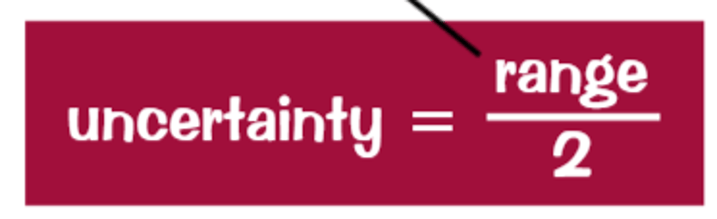 <p>-the range divided by 2</p><p>-use a plus minus symbol</p>