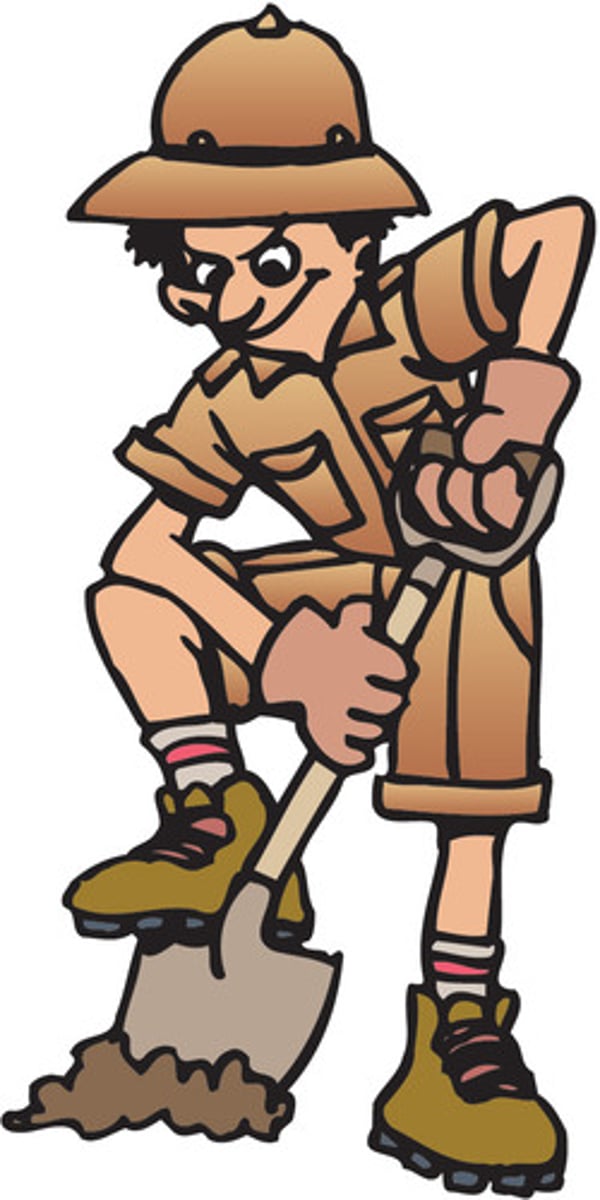 <p>the activity of digging in the ground to find historical objects</p>
