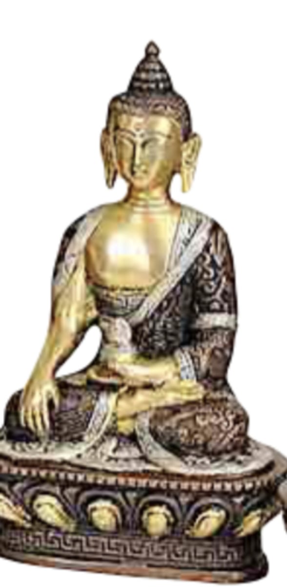 <p>Bhumisparsha Mudra (Earth-touching Gesture). Buddha resists temptation of Mara and so he points down and calls the Earth to witness his attainment. Represents Buddha's attainment of nirvana.</p>