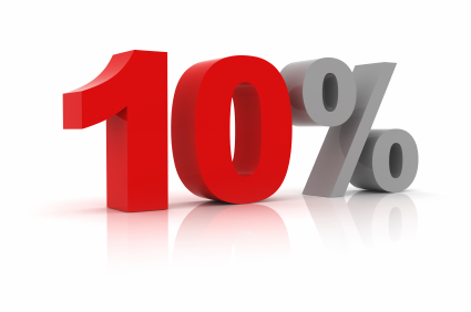 The average efficiency of energy transfer between trophic levels is approximately
