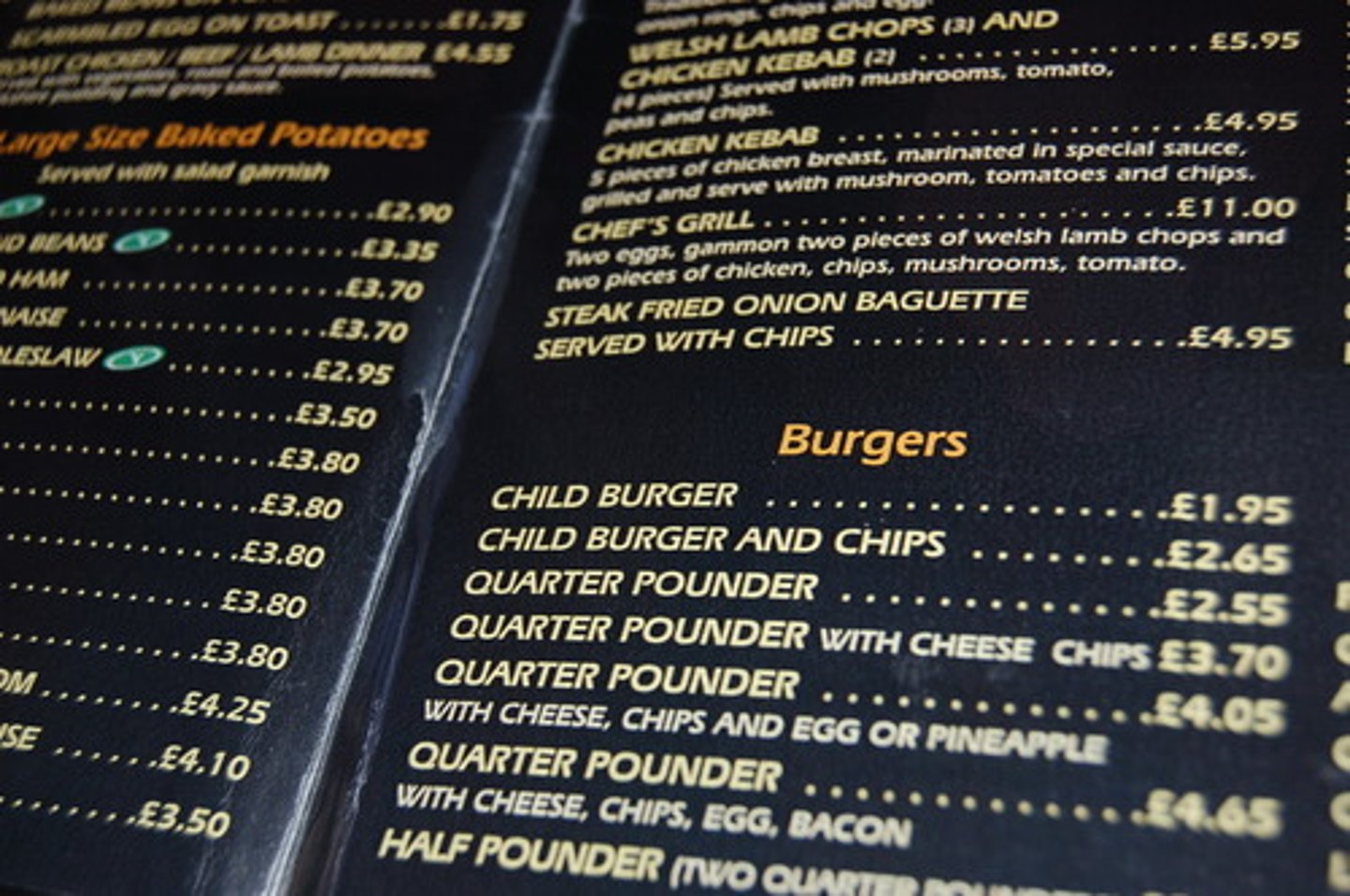 <p>the menu</p>