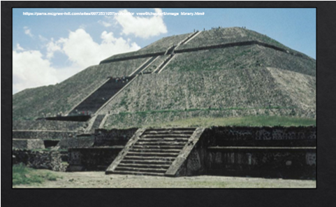 <ul><li><p><strong>64 meters high</strong></p></li><li><p><strong>Plastered in lime</strong></p></li><li><p><strong>Painted red</strong></p></li><li><p><strong>Largest pyramid of Teotihuacan</strong></p></li><li><p><strong>Constructed on top of an earlier temple or shrine</strong></p><ul><li><p>A<strong> 4 chambered lava tube cave</strong></p></li><li><p>Believed to be<strong> where ancestors emerged</strong> and the <strong>caves are where the sun and moon emerged</strong></p><ul><li><p><strong>Maybe an entrance into the underworld</strong></p></li></ul></li></ul></li><li><p><strong>Caves are a source of stone for other buildings</strong></p></li><li><p><strong>the final stages were destroyed over time</strong> and there must have been a temple on top too so <strong>would have been even bigger</strong></p></li></ul><p></p>