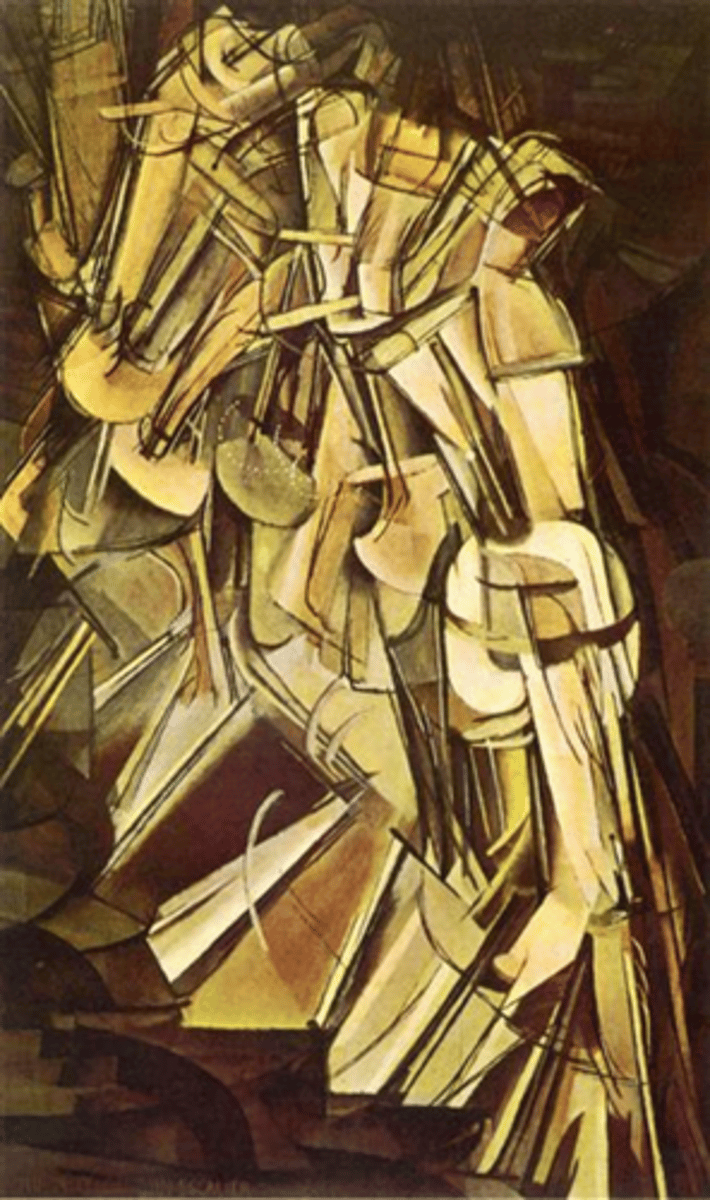 <p>Marcel Duchamp ; décomposition géométrique du mouvement</p>