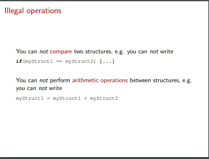 <p>Illegal operations and Why not?</p>