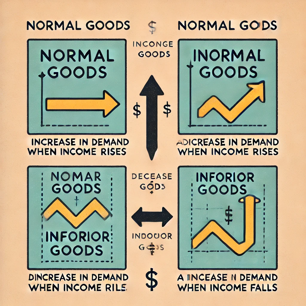 <p><span style="color: yellow">What are inferior goods and normal goods? Does a change in income affect both goods the same way?</span></p>