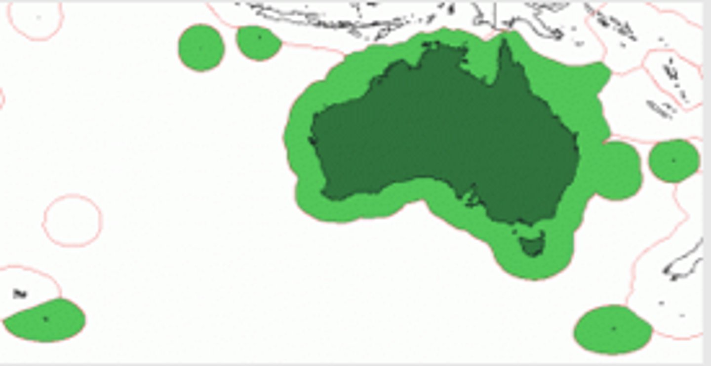 <p>area in which ocean resources belong exclusively to the geographically bordering state (generally within 200 miles of the coast)</p>