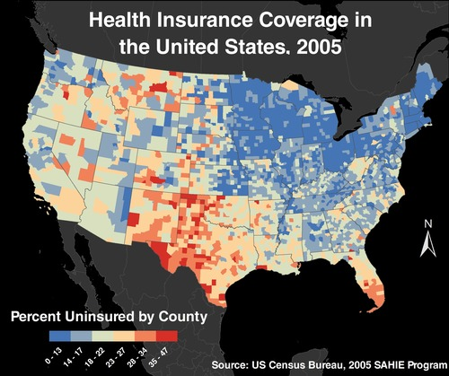 <p>A thematic map that uses shading or colors to represent spatial data</p>