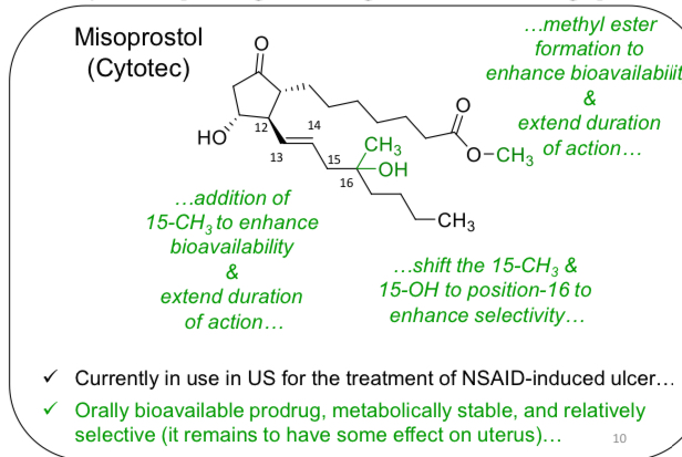 <p>Misoprostol: PGE1</p>