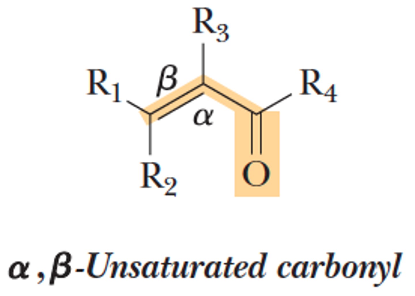 <p>a, b, unsaturated aldehyde/ ketone</p>