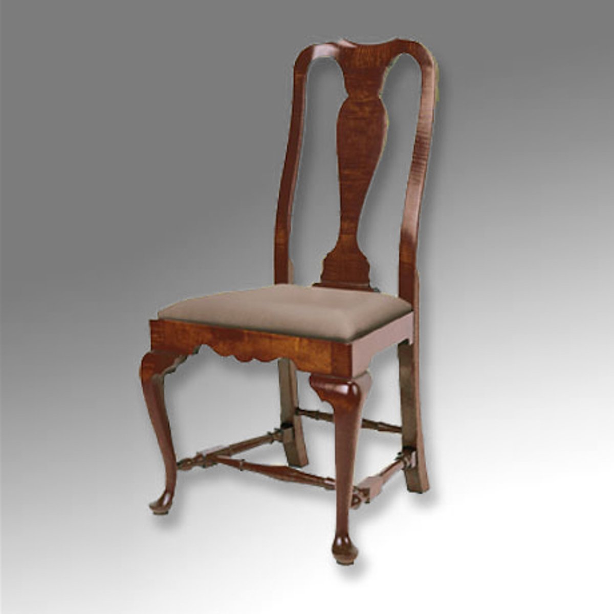 <p>elongated forms</p><p>backs usually have curved top</p><p>splat is introduced in center</p><p>legs designed as cabriole</p><p>shell motif on knee</p><p>pad or club foot - looks like disc</p><p>stretchers</p>