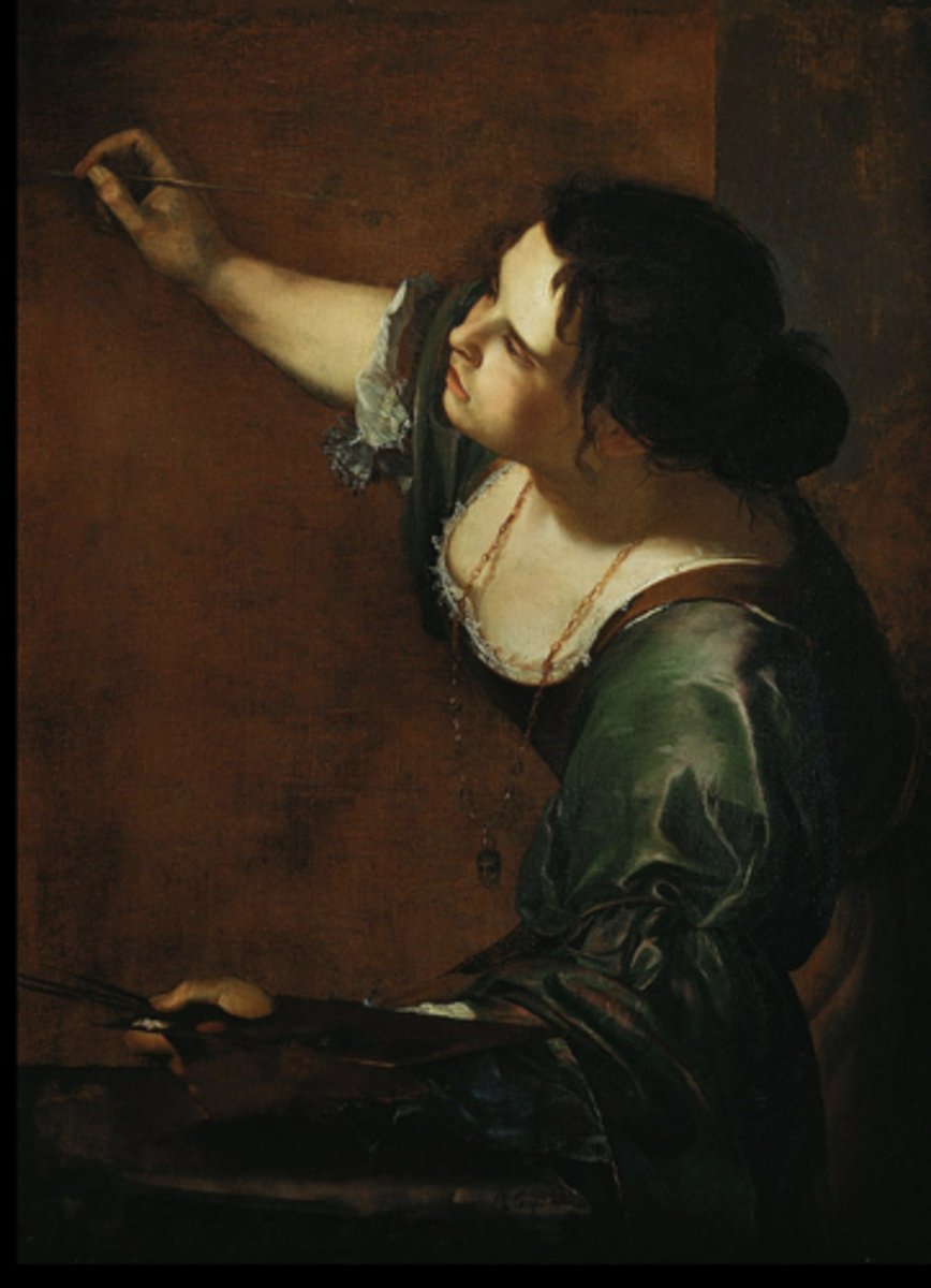 <p>- Baroque art</p><p>- painting in the moment</p><p>- Windsor castle- the allegory of painting</p><p>- foreshortening</p><p>- the necklace of a face that she is wearing symbolizes a mask</p>