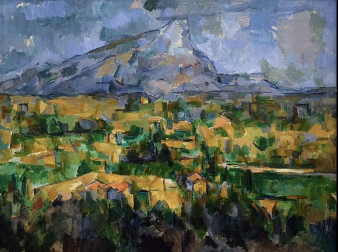 <ul><li><p>how we perceive the world as we walk through it, expressed in one painting</p></li><li><p>painted multiple times, more abstracted than the first</p></li><li><p>looks unfinished, can see through to canvas</p></li><li><p>lends to cubism</p></li></ul><p></p>