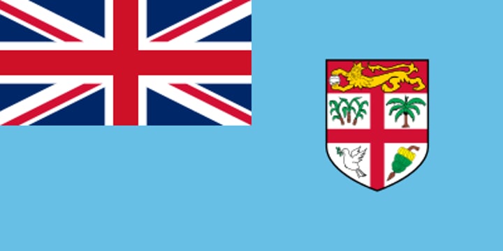 <p>Bright blue background = the Pacific Ocean, important for the fishing industry and tourism. </p><p>The Union Jack = the country's links with the United Kingdom. </p><p>Shield = from the country's coat of arms.</p><p>Images on the shield = agricultural activities (sugar cane, a coconut palm, a dove of peace, and a bunch of bananas) and the historical associations with the United Kingdom (a British lion holding a cocoa pod).</p>