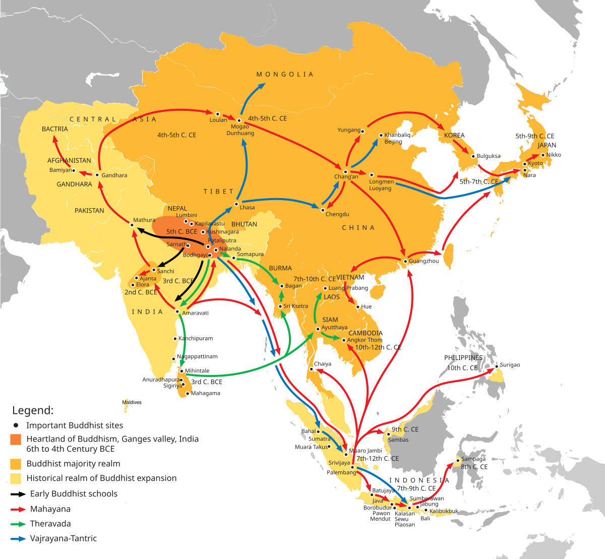 diffusion of Buddhism across East/Southeast asia