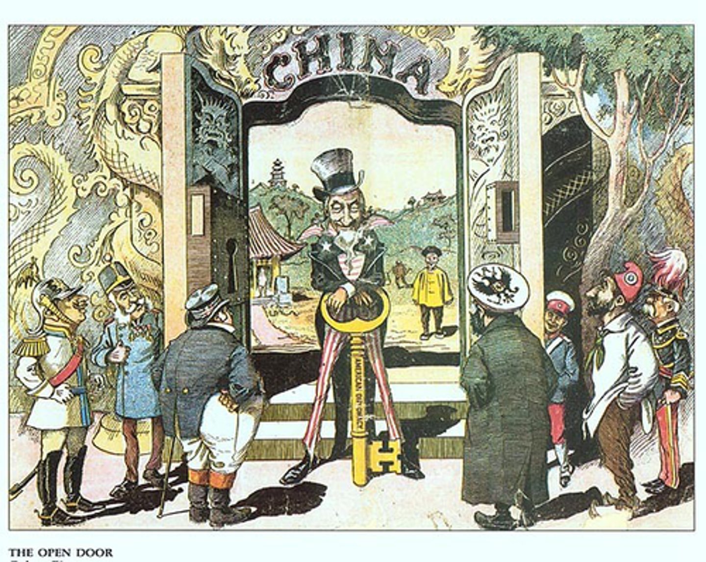 <p>The policy that China should be open to trade with all of the major powers, and that all, including the United States, should have equal right to trade there. This was the official American position toward China as announced by Secretary of State John Hay in 1899.</p>