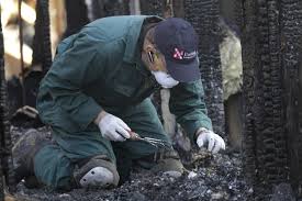 <p>Must collect evidence fast because fire evidence is short-lived, careful documentation and photography, search warrant needed, chain of custody, evidence placed in air tight metal containers. </p>