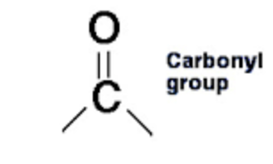 <p>A chemically organic functional group composed of a <strong>carbon atom double-bonded to an oxygen </strong>atom.</p>