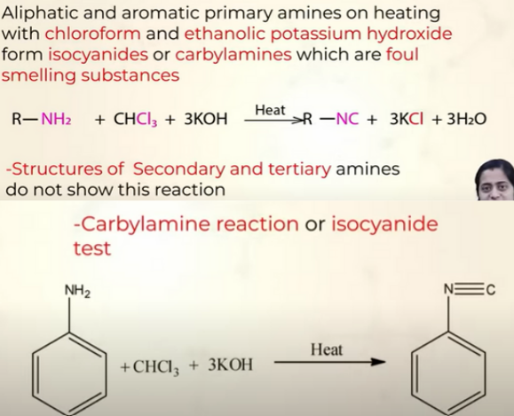 <p>aka isocyanide test </p>