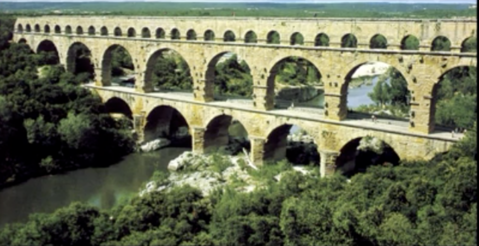 <p>roman aqueduct at pont du gard</p>