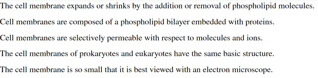 <p>Which of these statements can be used to explain the importance of the cell membrane to cell survival?</p>