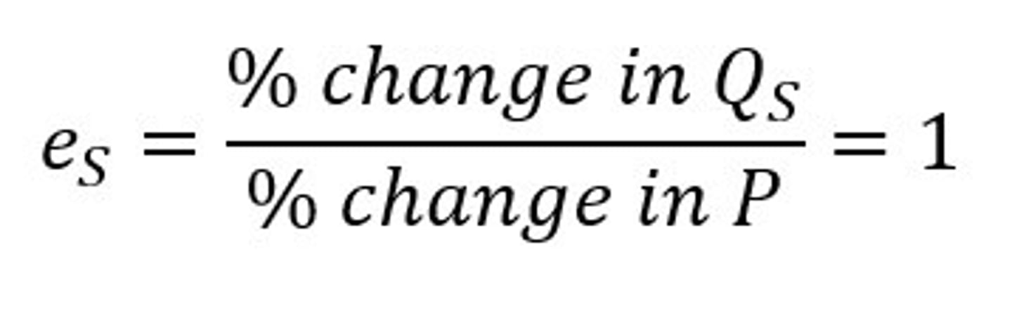 <p>The percentage change in quantity supplied is equal to the percentage change in price</p>