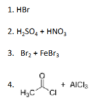<p>Which of the following reagents will not give a product of electrophilic aromatic substitution with benzene?</p>