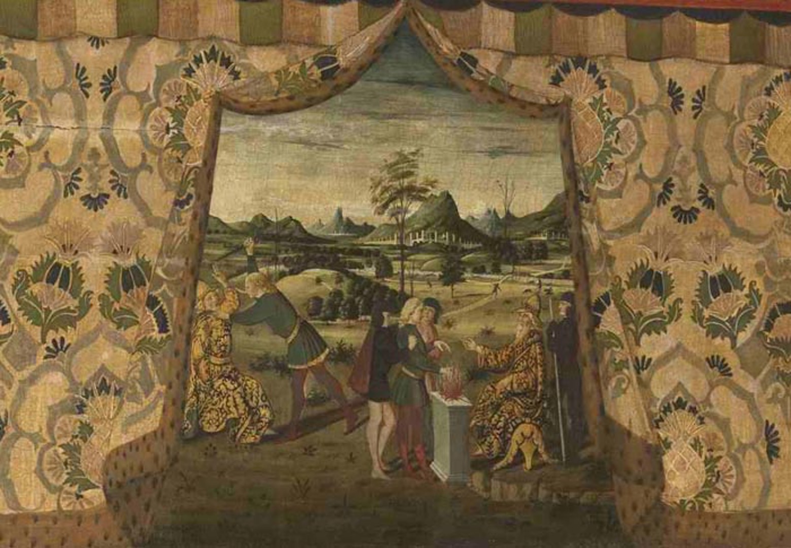 <p><span><em>Nerli Cassone</em></span></p><p>maker: <span><strong>Biagio di Antonio, Jacopo del Sellaio en Zanobi di Domenico</strong></span></p><p>datering: tweede helft 15de E CE</p><p>locatie: onbekend</p><p>materiaal/techniek: bruidskoffer, hout</p><p>kenmerken:</p><ul><li><p>voor huwelijk rijk Florentijns koppel</p></li><li><p>wapenschilden van beide families op hoeken van koffer</p></li><li><p>mythologische taferelen</p></li><li><p>gordijnen</p></li><li><p>poten van leeuw</p></li><li><p>referenties van binnenkant geschilderd op buitenkant</p></li><li><p>illusie aan stof</p></li></ul><p></p>