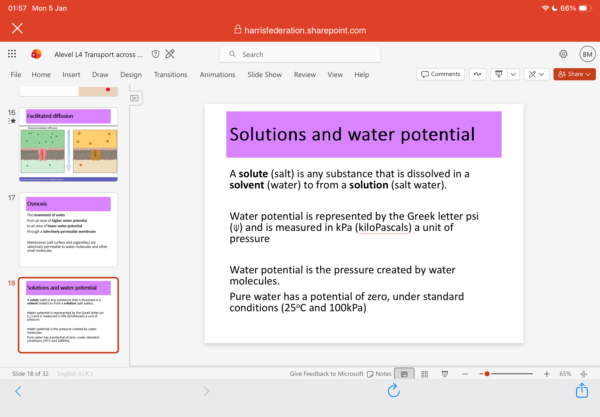 <p>1.The net movement of water from an area of higher water potential(water conc) to an area of lower water potential through a selectively permeable membrane.(Membranes (cell surface and organelles) are selectively permeable to water molecules and other small molecules)</p><p class="has-focus">2.solvent 3.solution. @. zero. 4.water. 5. 25</p><p class="has-focus">6.lower. 7. 0. 8. lower</p>